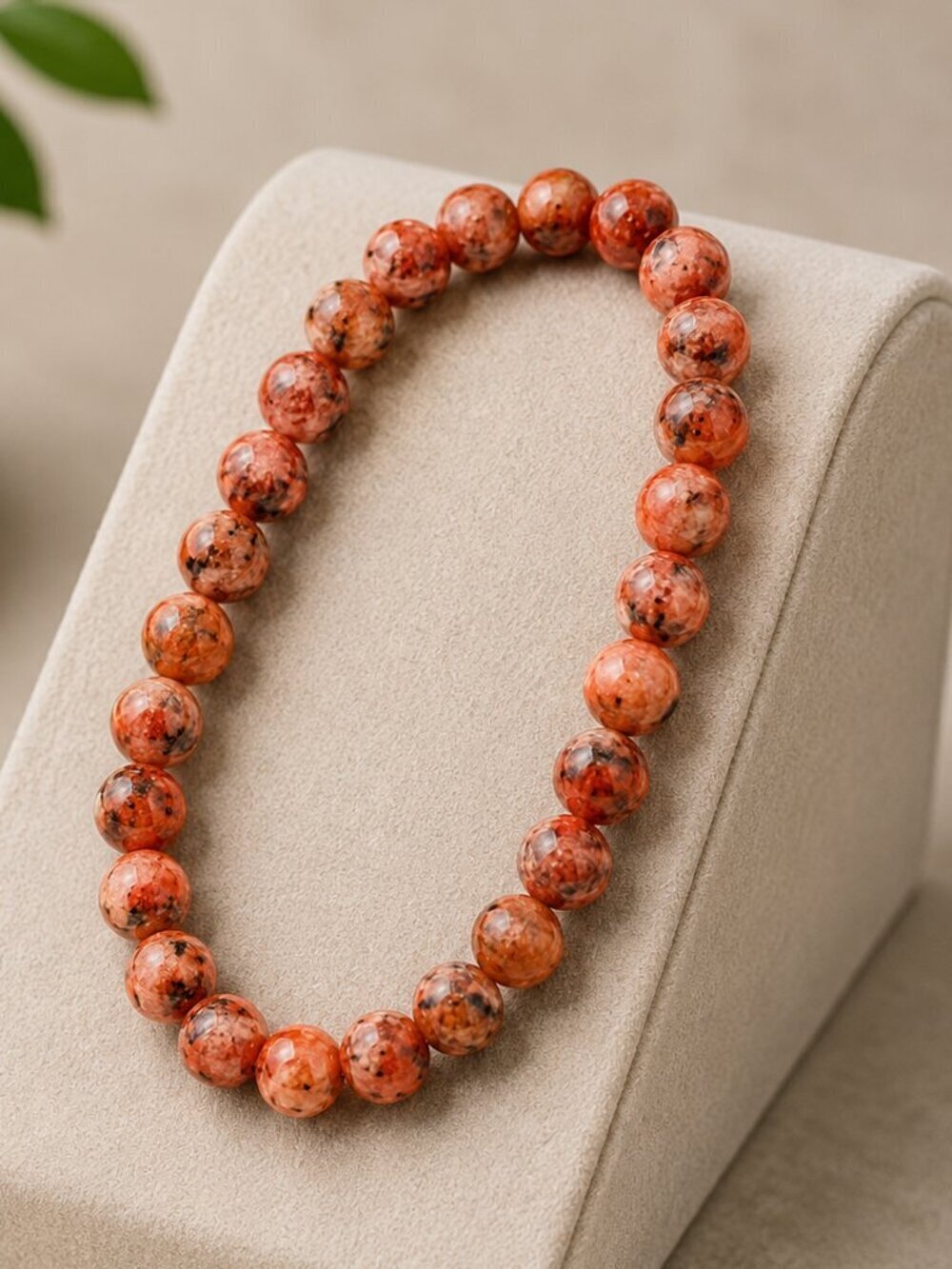 Red Kiwi Jasper Stretch Bracelet | Handmade